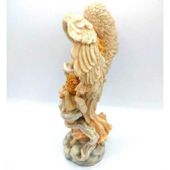 Vintage Glitter Angel Carlton Cards 9.5" Instrument Seraphine On Cloud - Picture 9 of 13